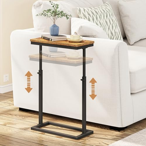 TUTOTAK End Table, Side Table, Tall Couch Table, Sofa Table, Living Room, Bed Room, Brown TB01BB083