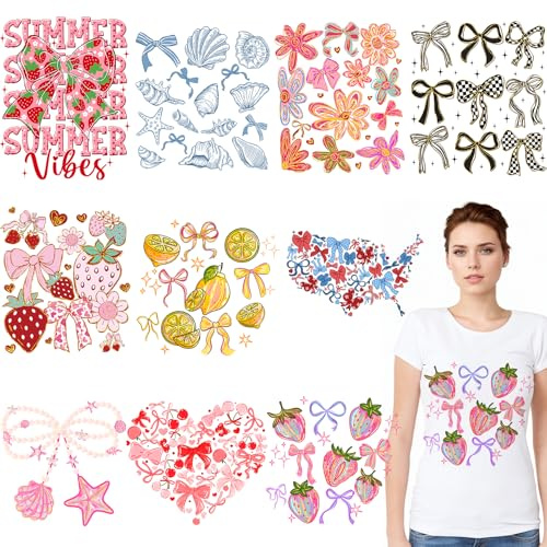 10 PCS Coquette Iron on Transfers for Tshirts, Coquette Dtf Transfers Ready to Press, Dtf Transfers for T Shirts Heat Press, Canvas Bag, Pillow, Hoodie DIY Crafts