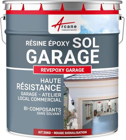 ARCANE INDUSTRIES Resina para Suelo de Garaje - Pintura epoxi para Suelo: REVEPOXY - 177 - Rojo señales - RAL 3020