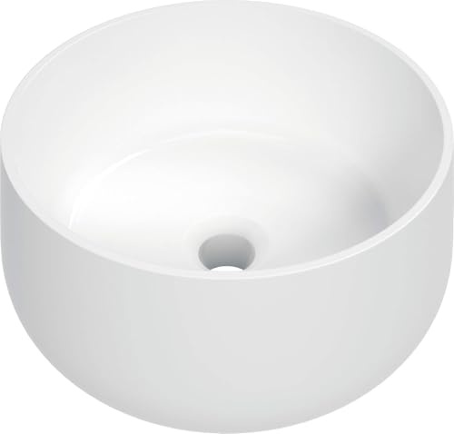 Lavabo in ceramica per piano d'appoggio tondo Ø35,3 cm bianco - Stapol
