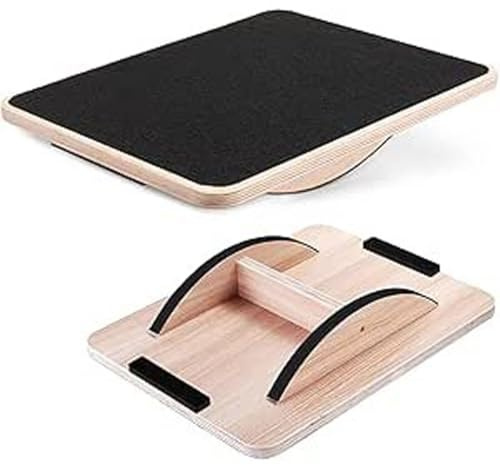 VNLCPX Balanceboard Holz, balance Board Erwachsene Surfboard, Kraft Gleichgewichtstrainer fur Wackelbrett Physiotherapie, Koordinationstraining und Indoor-Surfen, 35x45 cm