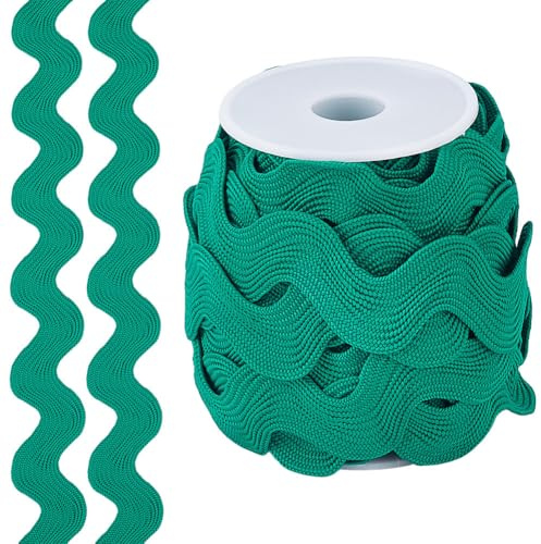 GORGECRAFT 10 meter Ric Rac Trim 2 cm bred hav grön rick rack våg böjning frans trim sicksack böjd vävd fläta tyg sadelgjord kant spetsband för sömnad kläder klänning julfest dekor
