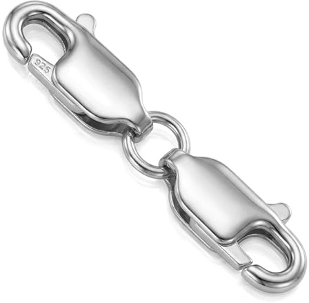 Kettenverschluss Silber 925 Karabiner Doppelöffnung Kettenverlängerung | Verlängerung Verschluss für Armbänder DIY-Halsketten und Armbandreparaturen Schmuck