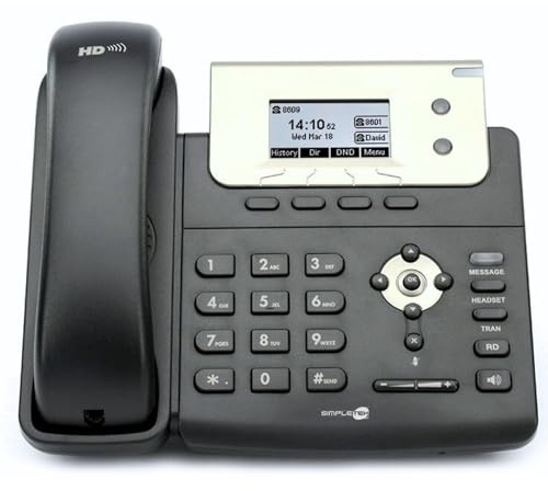 SIMPLETEK - Professionell PoE IP-telefon | 2 SIP-konton | HD-ljud | Bakgrundsbelyst display | Utan strömförsörjning (renoverad)