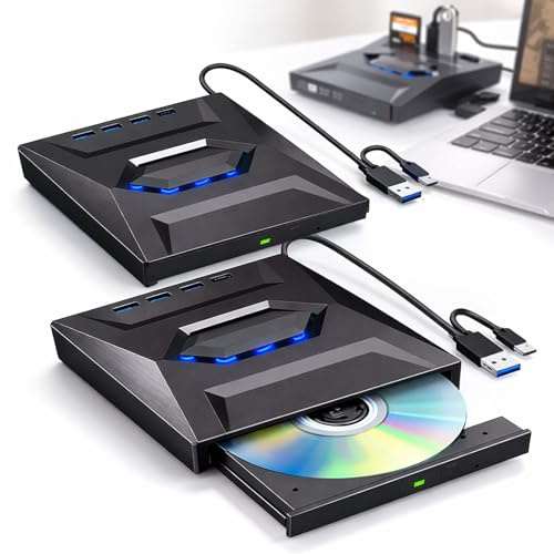 7-in-1 External USB DVD Drive and Blu-ray Player (Non Blu-ray, 2pcs)