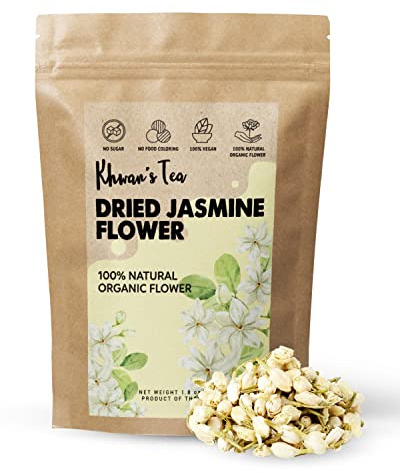 Pure Dried Jasmine Flower Buds Petals Herbal Decaf Tea 1.76 oz, non-GMO, Vegan Botanical Flowers Kit