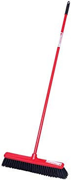 Red Gorilla Broom Sweeping Brush Hard Bristles Wide 50cm Head Weather Resistant for Indoors Outdoors 1.5m Long (Red)
