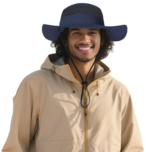 DORRISO Gartenhut Herren Damen Hut Buschhut Safarihut Sonnen Hut Unisex UV Schutz UPF 50+ Fischerhut Buschhüte Bergsteigen Campinghut Trekking Radfahren Wandern Marineblau