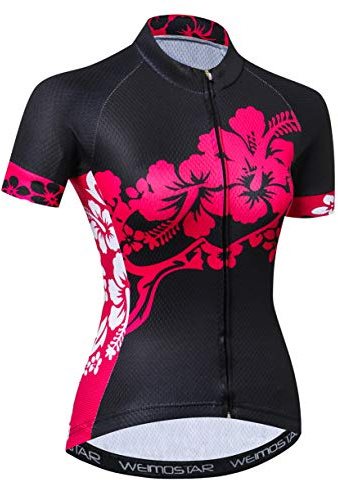 weimostar cykeltröja kvinnor mountainbike jerseytröjor kort ärm Svart Asia M=UK S