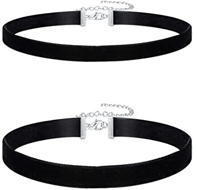 Liuxn Velvet Chokers Schwarz Band Choker Halskette für Damen Mädchen, 2 Stück …