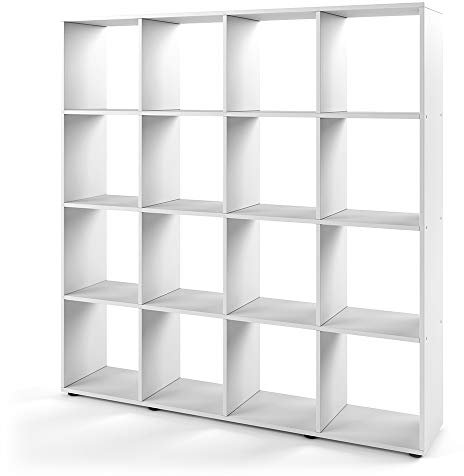 Vicco Raumteiler Karree, stehendes Bücherregal, Weiß, 138.5 x 142.5 cm