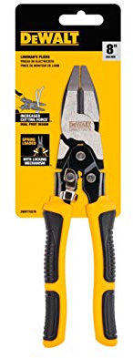 Dewalt Compound Action Linesman Pliers 200mm, with Induction Hardened Blades for 70% More Cutting Power Over Standard Cutting Pliers.