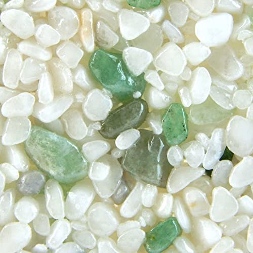 Terralith Edelsteinteppich Mix Aventurin/Weiß Komplett-Set für 1qm - Körnung: 2-4mm mit Epoxidharz Bindemittel - für Innen mit Halbedelsteinen in Grün