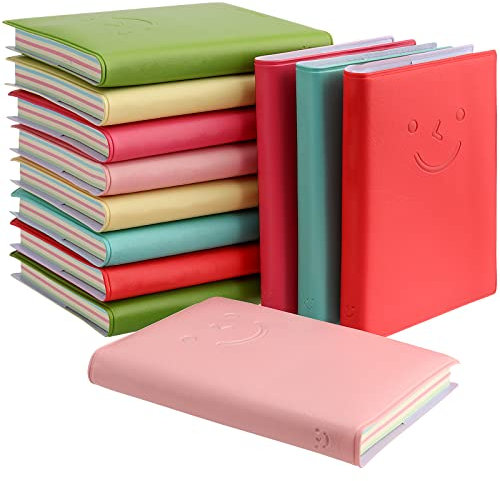 PINGEUI 12 Stück Mini Notizbuch, 100 Blatt Taschen Notizblock Kein Notizbücher mit PU Lederhülle, Mini Notizblock für Journal Tagebuch Memo Notebook, 10 x 8 cm, 6 Farben