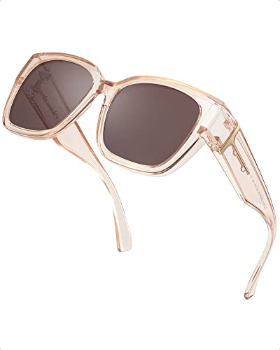 SIPHEW Überzieh Sonnenbrillen polarisiert für Damen, Quadratische Groß-Überbrille für Brillenträger UV400 für Autofahren & Outdoor