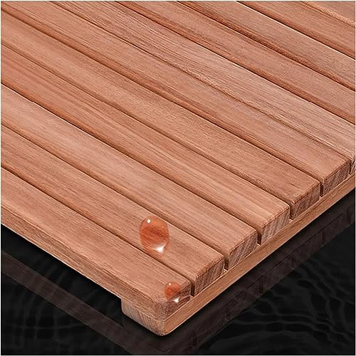 MAXCBD Duschmatte aus Holz, Bambusmatte, for Badezimmer, Außendusche, Sauna, Spa, Küche, Eingangsbereich, Flur, Büro – rutschfeste Duschmatte aus Holz, anpassbar (Size : 50x60cm/20x24in)