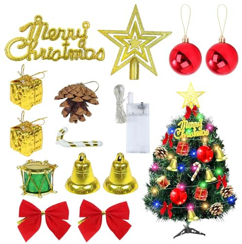 13 Stück kleine Weihnachtskugeln-Geschenkboxen,Led Weihnachtsbaum Mini-Hängeverzierung,Weihnachtsbaum-Dekoration, Mini Deko,Klein Weihnachtsbaum Deko für Weihnachtsdeko Heimdekorationsbedarf