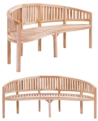 KTHLBRH Bananenbank 200 cm Massivholz Teak, Terrassenbank Garten Bank Park Bank Rasen Bank für Gärten, Balkone, Terrassen, Parks