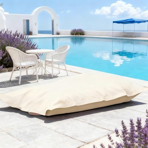 SXBCyan Wasserdichter Sitzsackbezug für Erwachsene (ohne Füllung), Schlafsofa Oxford-Loungesessel, Riesiger Sitzsack, Bodensitzgelegenheit, Outdoor-Pouf-Couch für Strand, Garten(Light Sand)