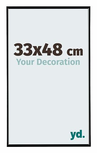Your Decoration - Cornice 33x48 cm - Nero Lucente - Cornice Decorativa Parete in Plastica con Vetro in acryl - Antiriflesso - 33x48 Cornice - Evry