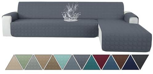 Ystyle Couch Überzug L Form 2 Sitzer wasserdichte, Sofa Cover L Shape Reversibel Universal, Sofabezug Ecksofa L Form Waschbar, Couchbezug L Form Kratzfester Für Katze Hund, Dunkelgrau
