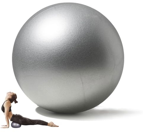 SHENGRUI 25cm Pilates Ball, 9.8 Inch Small Exercise Mini Yoga Gym Ball for Home Gym Pilates, Yoga, Balance, Core Training, Stability, Stretching with Inflation Straw - Gray