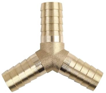 TOP-VIGOR 19mm Brass Barb Splicer Fitting, 3 Ways Y-Shaped Fuel Hose Barbed Connector, Garden Tube Barbed Splitter Fitting for Water Fuel Gas Air Oil