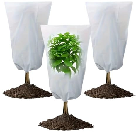 Cappuccio Protezione Piante Inverno 3 Pezzi da1x1,6 m, Telo Antigelo per Piante in Tessuto non Tessuto, Copertura Piante Inverno 17g/m2, telo per piante inverno antigelo, telo termico per piante