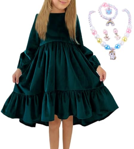 Girls Dress Girls Vintage Velvet Long Sleeve Dresses Children's Christmas Dress Kid Princess Dresses Gift for Birthday Party