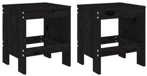 HETFTJN Bistrostuhl Gartenstühle Set Angelstuhl Esszimmerstühle Modern - Gartenhocker 2 STK. Schwarz 40x36x45 cm Massivholz Kiefer für Terrassen Balcony Garden Outdoor