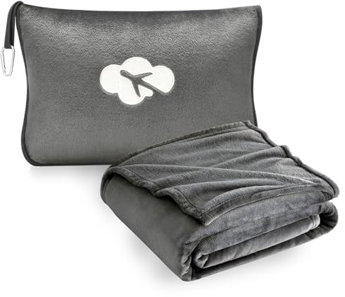 Fleece Blanket 40×65 for Travel with Portable Storage Bag (Solid Grey)
