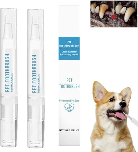 Zahnbürstenstift für Hunde & Katzen [2 Stück] – Haustier Zahnbürste Stift mit Pet Oral Repair Gel für effektive Zahnpflege, bekämpft Zahnstein & Mundgeruch – Stressfreier Haustier Zahnreinigungsstift