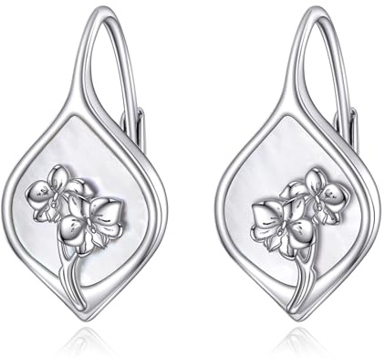 ONEFINITY orkidé örhängen 925 sterlingsilver orkidé dingla örhängen blomma smycken för kvinnor