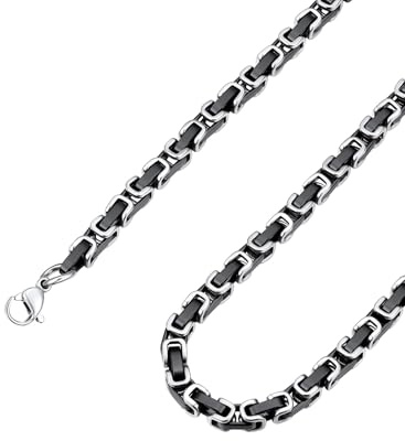 ChainsPro Königskette für Herren Damen Byzantinische Halskette Edelstahl 4/6mm breit Schmuck Silber,Gold & Silber und Gold schwarze Mischung 46-76cm klassisches und edles Geschenk