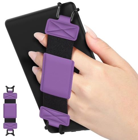 MoKo Soft Hand Strap for 6-8 Kindle eReaders Fire Tablet Kindle/Kobo/Voyaga/Lenovo/Sony Kindle E-Book Tablet, Black High-Elasticity Versatile Hand Strap Lightweight Finger Grip Holder, R83 Purple