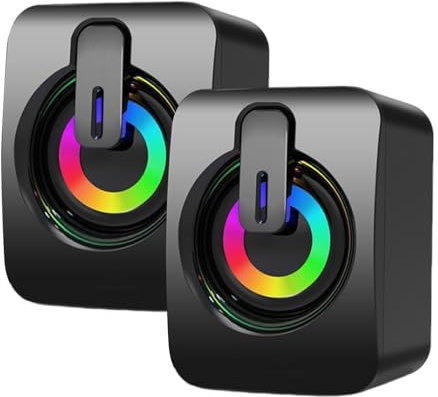 Altavoces con Cable de Escritorio: Barra de Sonido RGB, Dispositivo de Audio USB | Salida de Juegos estéreo, de reproducción Multimedia, configuración compacta de Enchufe y Juego para Escritor
