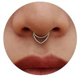 LunarCharm Lot de 2 anneaux de septum en argent empilés, 16G créoles, acier inoxydable 316L, 12mm clicker septum pliant, piercing de nez, piercing corporel anneaux de lèvres