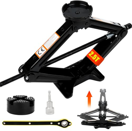 Warmfay® Wagenheber 2.5T/2500kg, Universelle Scherenwagenheber mit Gummiauflage für Auto, 100 bis 430 mm Hubbereich, Tragbarer Robuster Stahl Wagenhebersatz für SUV MPV, Ideal für Wartung & Reparatur