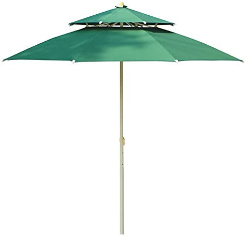 Grand parasol d'extérieur 2,3 m de diamètre – Parasol double auvent coupe-vent et imperméable, parfait pour le jardin, la terrasse, le balcon et la plage