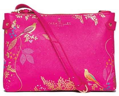 Sara Miller Women's Crossbody, Dual Compartment Purse with Zipper Closure, Adjustable Straps for Cross Body or Shoulder Bag