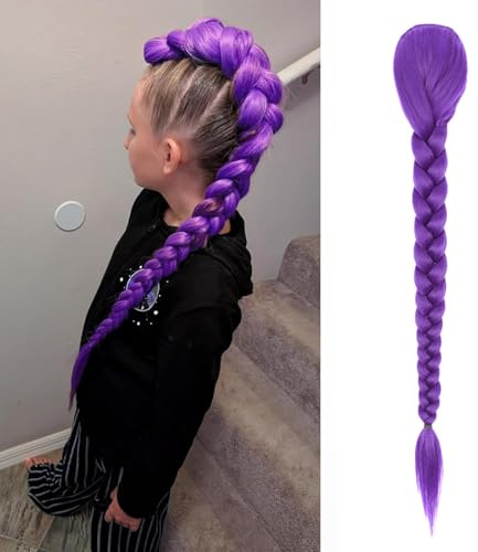 HTTDSLF Extension Cheveux Violet Longs Violets Extension de Cheveux de Fibre Synthétique Rajout Cheveux Tresses 26 Meche Violette Cheveuxs pour Bals Masqués Cosplay Scène Jeux de Rôle Halloween Noël