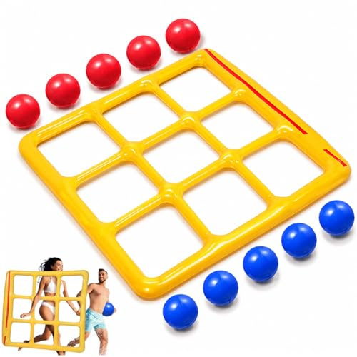 KINDLUME Juguete Inflable de Agua Tic TAC Toe, Juguetes para Piscina con 10 Pelotas, Accesorios Piscina Flotantes, Colchón Hinchable Piscina Juego, para Piscina, Playa, Niños y Adultos