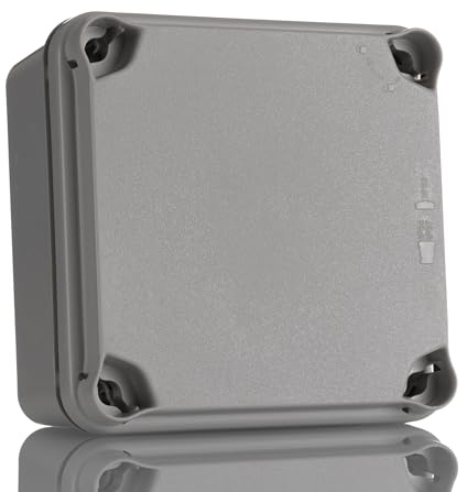 IDE EL111 IP65-IP67 Boîtier étanche de dérivation avec couvercle opaque et côtés lisses, gris, 112 x 112 x 67 mm