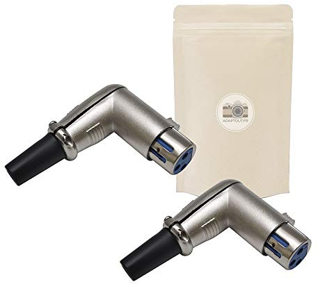 2x Connettore a gomito angolo retto 90° XLR 3 poli pin femmina - Adattatore connettore stereo da saldare - Adaptout marca francese