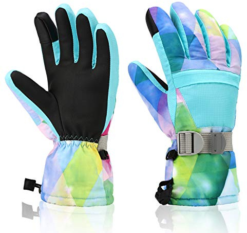 Yidomto Ski Gloves for Men Women Kids - Waterproof Thermal Winter Snow Gloves, Touchscreen Compatible for Skiing, Snowboarding, Cold Weather, Parent-Child Outdoor Activities (Light Blue-L)