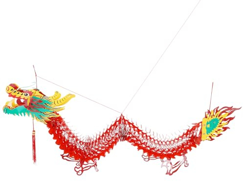 Lanterne Dragon Chinois 1, 5m en Plastique, Déco Suspendue Rouge | Style Chinois pour Noël et Nouvel An Lunaire, Ornement Dragon pour Plafond et Arbre