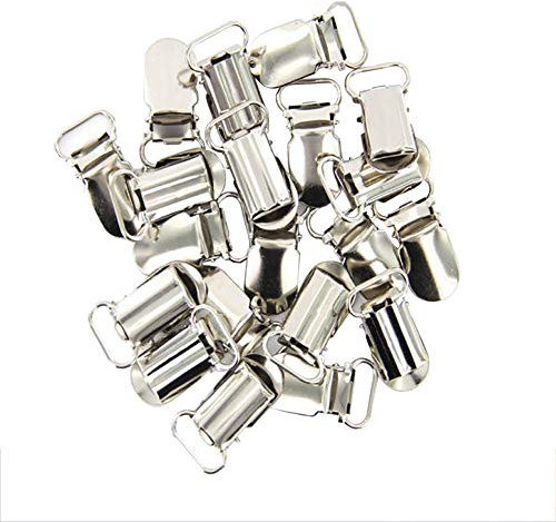 FSSTUD 20 Stück Metall Hosenträger- und Schnullerklips mit Strumpfhalter, 15mm