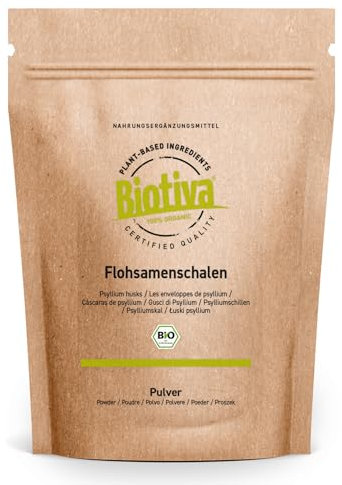 Pula di psillio in polvere 99% purity bio 500g | macinato | qualità alimentare | ricco di fibre | imbottigliato e controllato in Germania | Biotiva