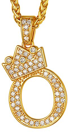 Suplight Herren Initiale Kette 18k vergoldet Buchstaben A bis Z Anhänger mit kubischen Zirkonia Hip Hop Rapper Modeschmuck Accessoire