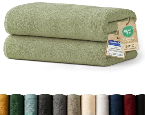 Blumtal - Serviette De Sauna en Coton Vert Pastel 80x200 - Lot De 2 - Certifié Oeko-TEX®